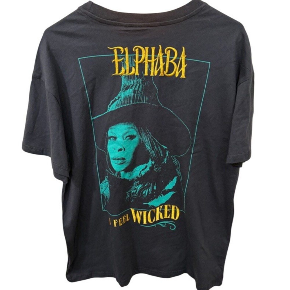 Wicked Movie Elphaba T-Shirt Black Gold Embroidered Cynthia Erivo Tee Medium
